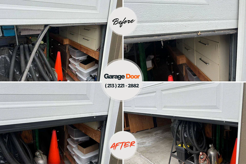 Before and after: garage door repair Childress, TX